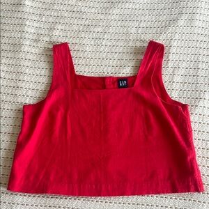 GAP Red Sleeveless Boxy Linen Blend Crop Tank